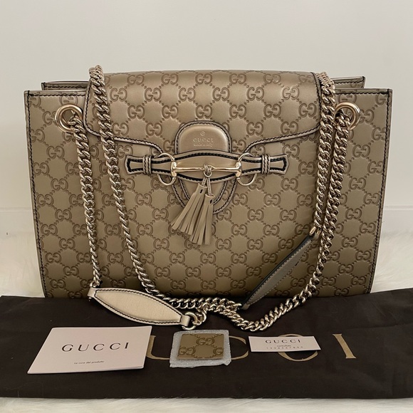 Gucci 295403 Guccissima Patent Leather Large Emily Chain Shoulder Bag